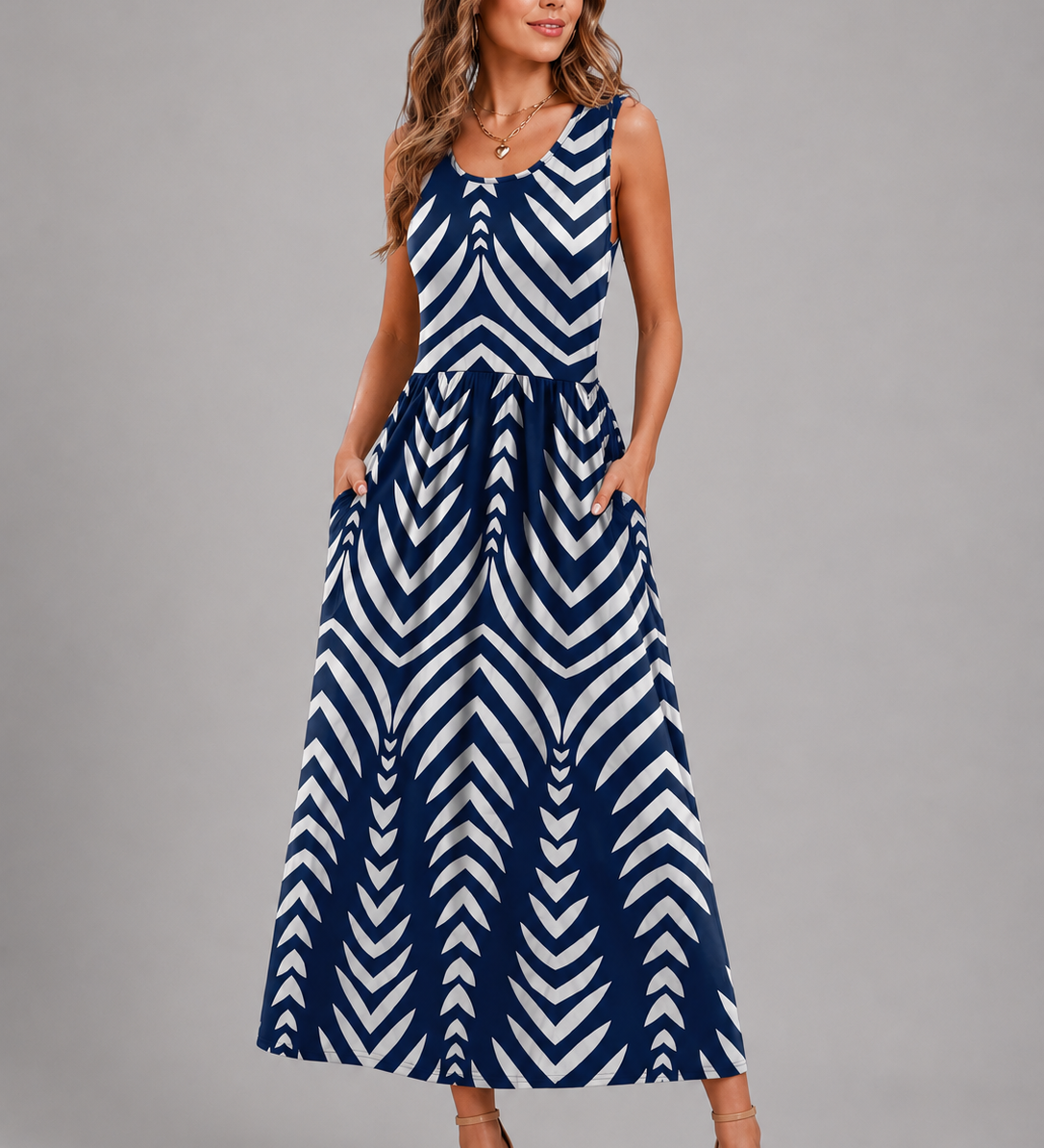Franziska | Boho midi obleka z naramnicami za vrat