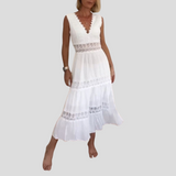 Sora™ – Boho Midi Obleka z Čipkastimi Detajli