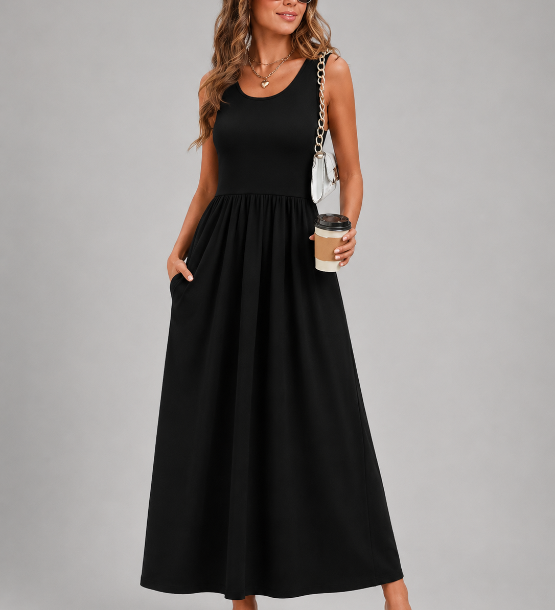Franziska | Boho midi obleka z naramnicami za vrat