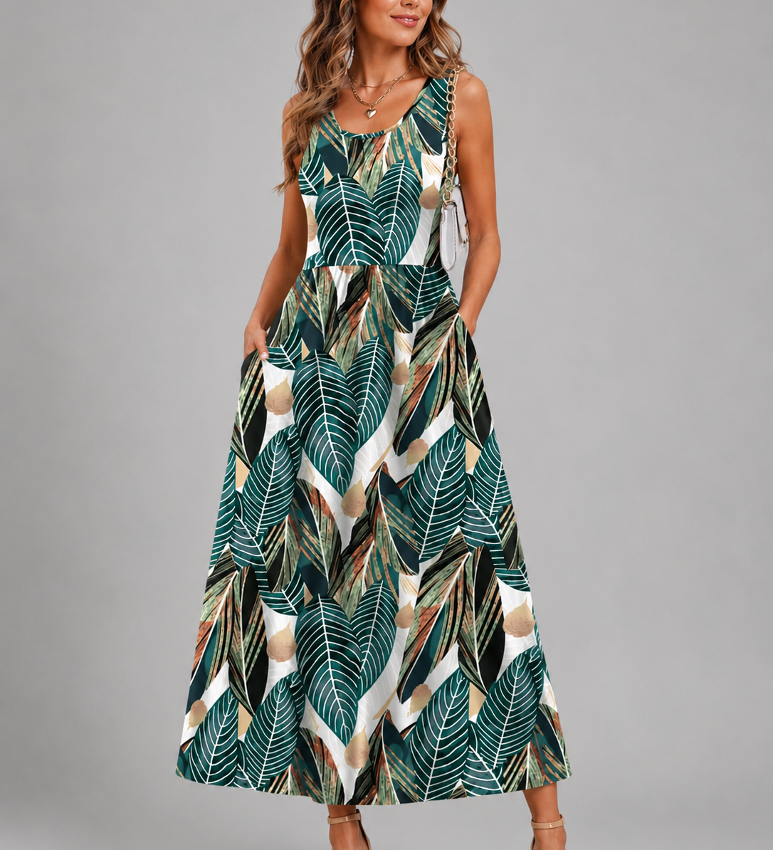 Franziska | Boho midi obleka z naramnicami za vrat