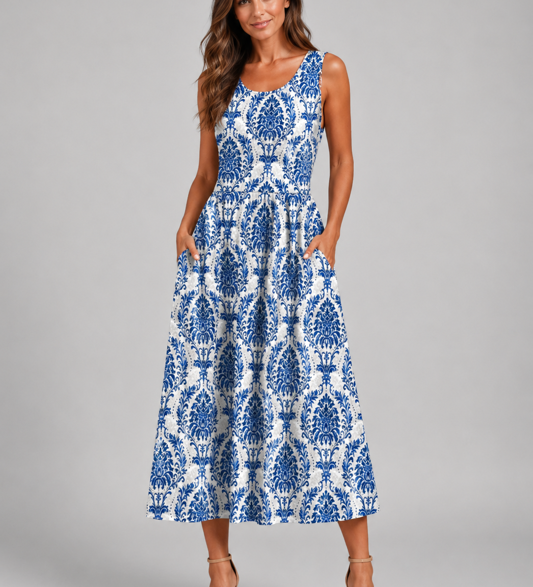 Franziska | Boho midi obleka z naramnicami za vrat