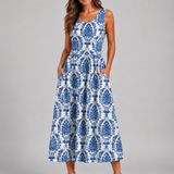 Franziska | Boho midi obleka z naramnicami za vrat