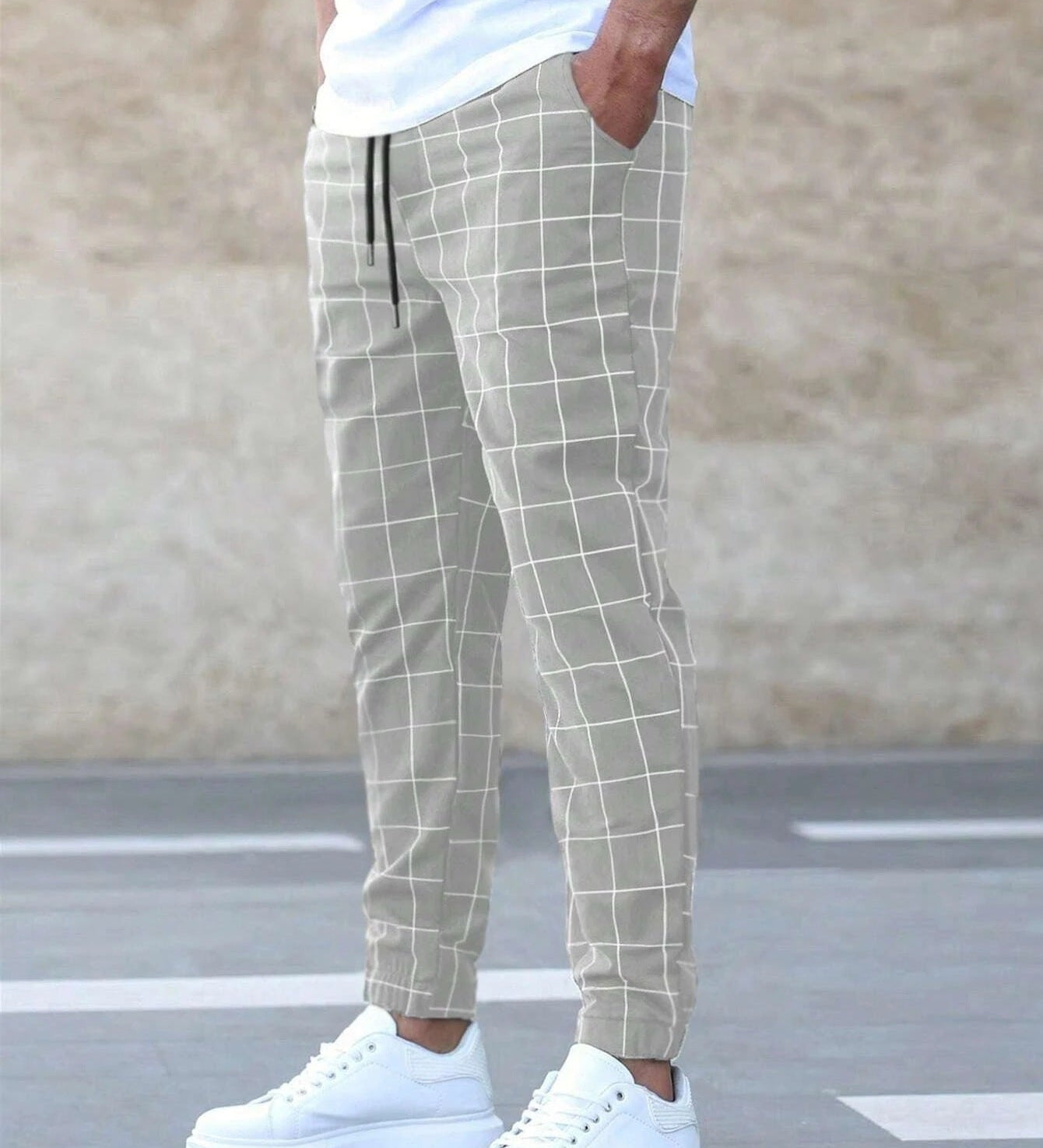 Tomáš – Muške Jogging Hlače Karirane – Ravni Kroj, Casual Streetwear, Proljetne Slobodne