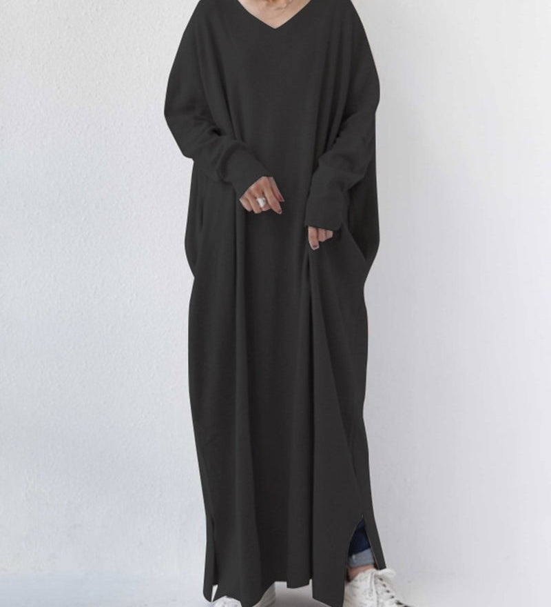 Serenya™ - Elegantna obleka z dolgimi rokavi in V-izrezom