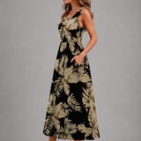 Franziska | Boho midi obleka z naramnicami za vrat