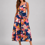 Franziska | Boho midi obleka z naramnicami za vrat