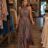 Elara | Midi obleka z drapiranim halter izrezom