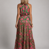 Elara | Midi obleka z drapiranim halter izrezom