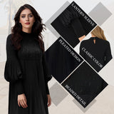 Avelyn™ - Elegantna plisirana obleka z lanternastimi rokavi za ženske