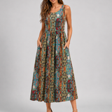 Franziska | Boho midi obleka z naramnicami za vrat
