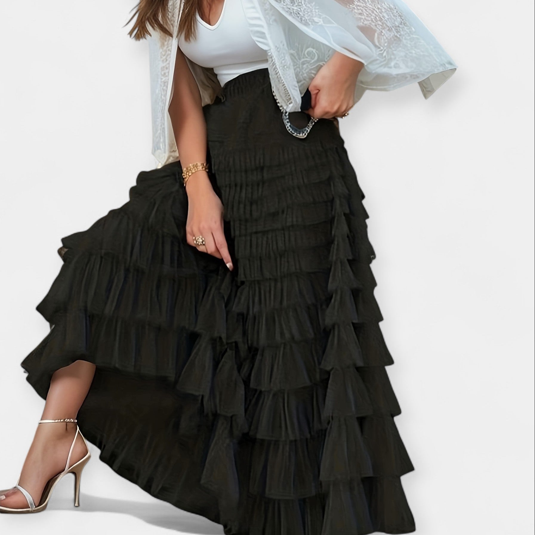 Kristýna - Elegantna Suknja s Tyllom Dekorativnim Detaljem