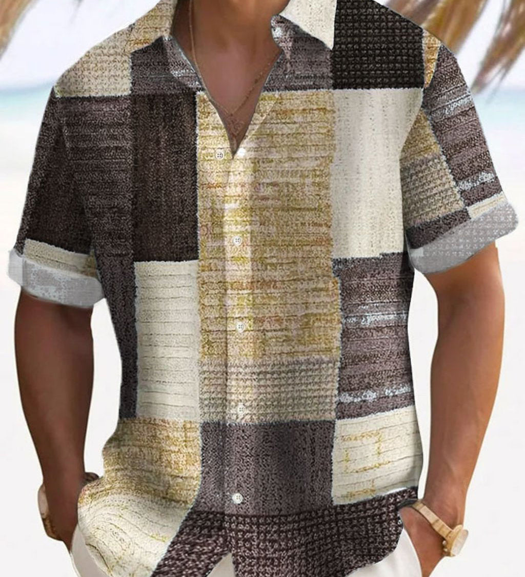 Marek – Lagani Muški Kratki Rukavi s Patchwork Uzorkom
