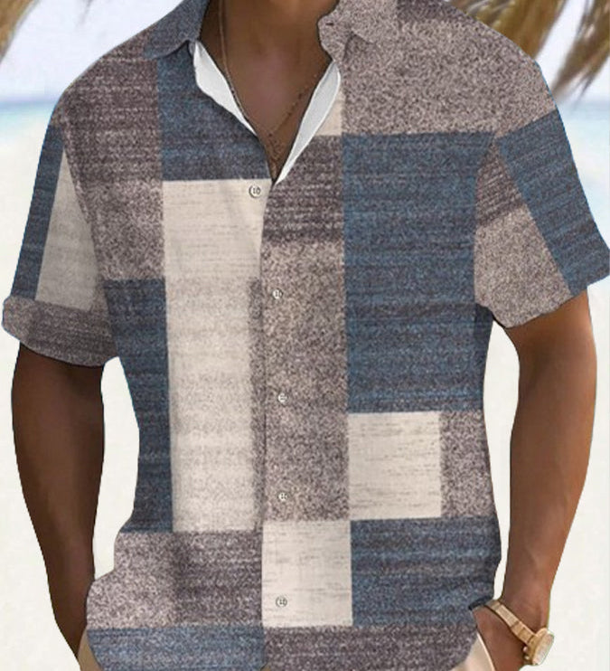 Marek – Lagani Muški Kratki Rukavi s Patchwork Uzorkom