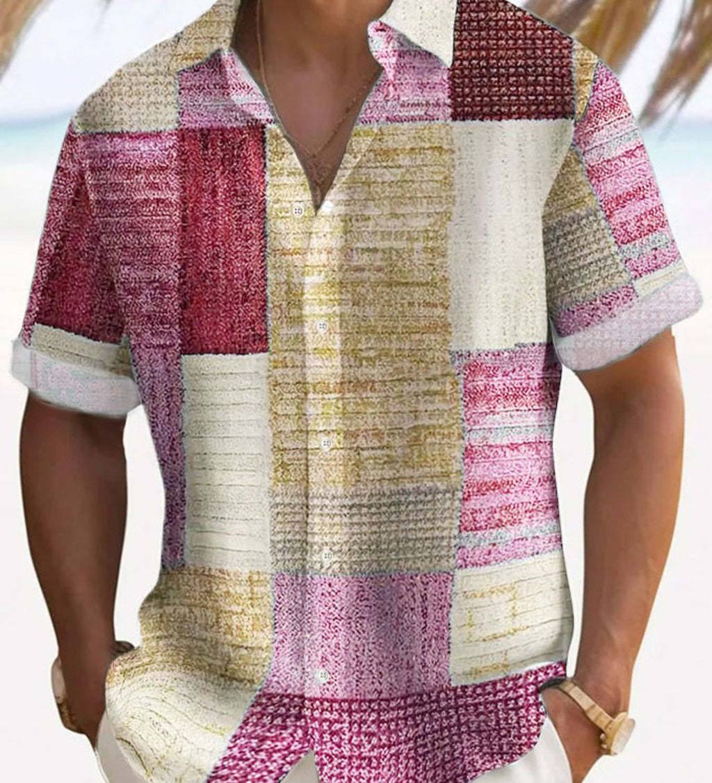 Marek – Lagani Muški Kratki Rukavi s Patchwork Uzorkom