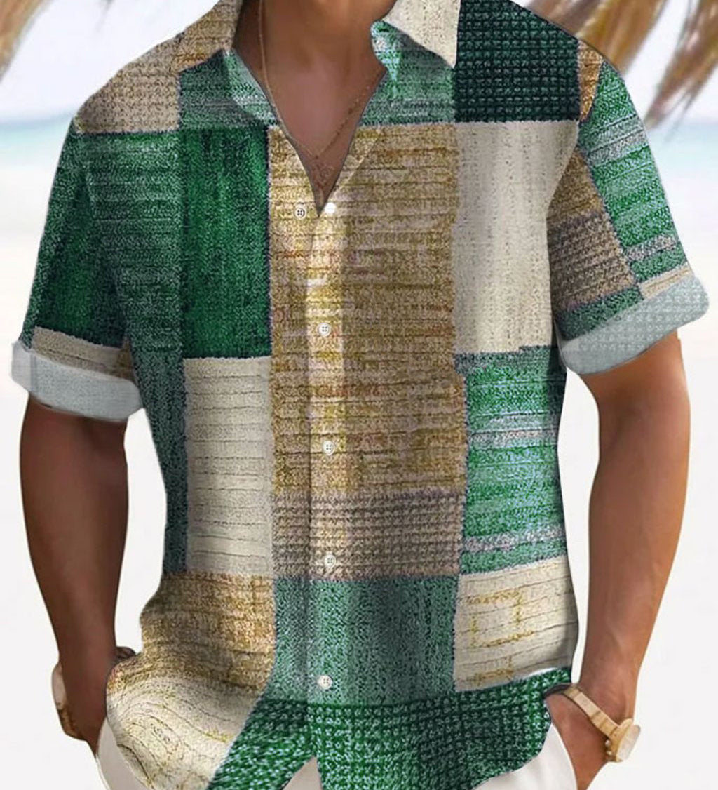 Marek – Lagani Muški Kratki Rukavi s Patchwork Uzorkom