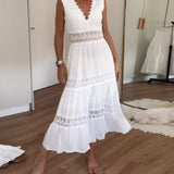 Sora™ – Boho Midi Obleka z Čipkastimi Detajli