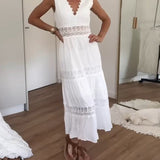 Sora™ – Boho Midi Obleka z Čipkastimi Detajli