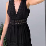Sora™ – Boho Midi Obleka z Čipkastimi Detajli