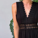 Sora™ – Boho Midi Obleka z Čipkastimi Detajli