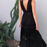 Sora™ – Boho Midi Obleka z Čipkastimi Detajli
