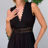 Sora™ – Boho Midi Obleka z Čipkastimi Detajli