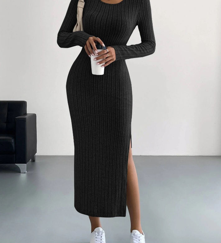 Luxe™ - Pletena oprijeta obleka z dolgimi rokavi